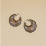 Vintage Hoop Earrings – Handcrafted hoop earrings with an intricately engraved centerpiece stone, fine beaded detailing, and a two-tone antique finish for a timeless look