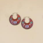 Vintage Hoop Earrings – Handcrafted hoop earrings with an intricately engraved centerpiece stone, fine beaded detailing, and a two-tone antique finish for a timeless look